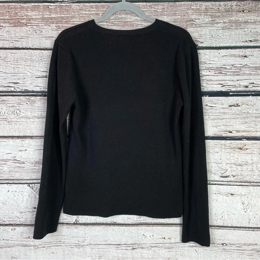 Vintage Polo Jeans Company Ralph Lauren Black Ribbed Sweater Flag Logo Womens XL